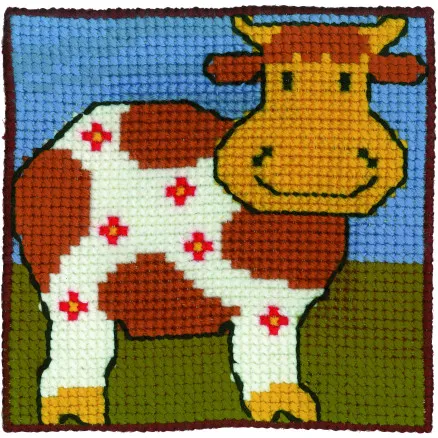 Permin Borduurpakket Kinderstramien Koe 25x25cm