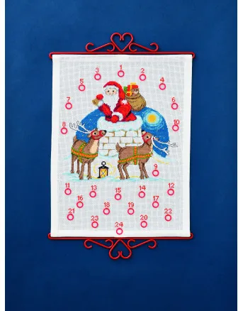 Permin Borduurpakket Kerstman in schoorsteen 32x42cm