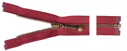 YKK Deelbare Rits Antiek Messing 25cm 4mm Bordeaux