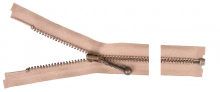 YKK Deelbare Rits Antiek Messing 50cm 4mm Beige